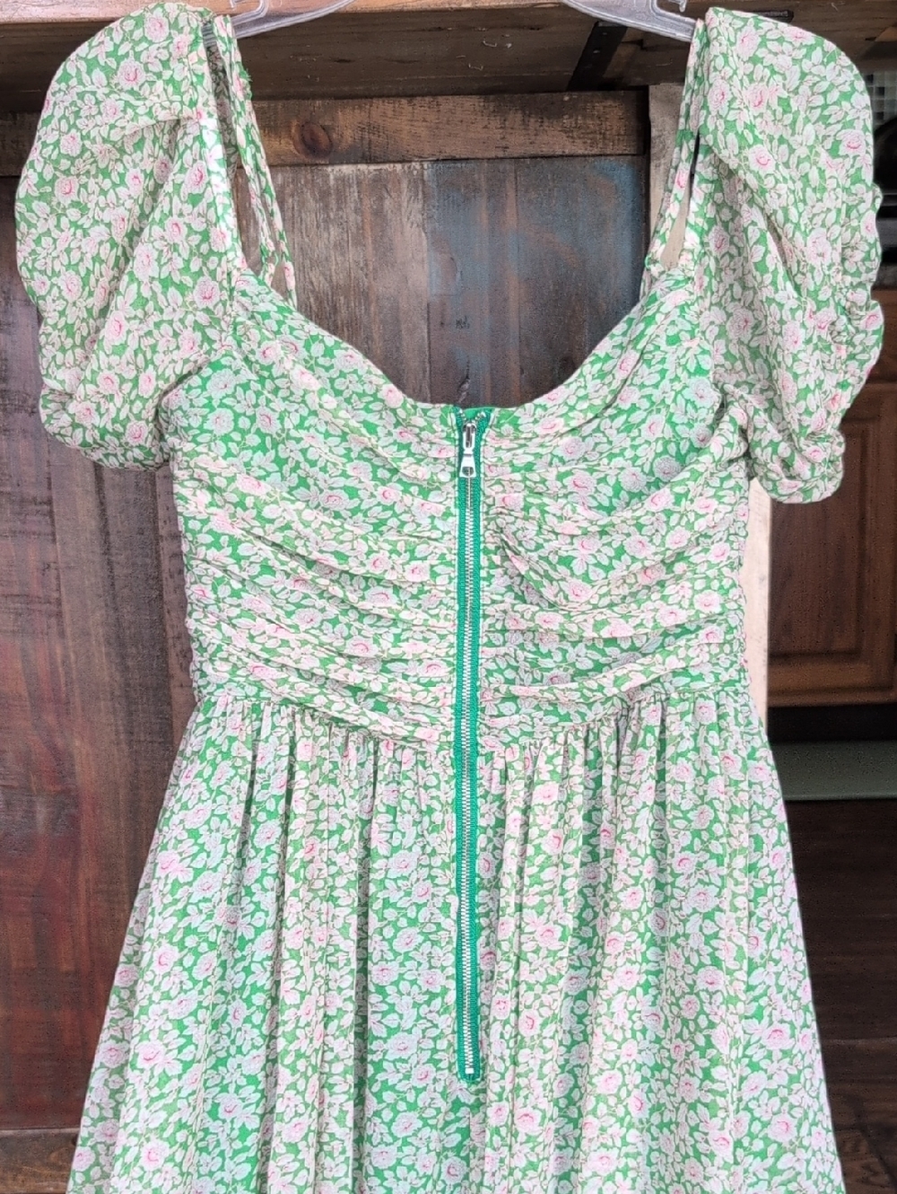 BARDOT Green/Pink Fairy Fauna Cold Shoulder Midi Dress - Women's Small (US 4) - Picture 6 of 10